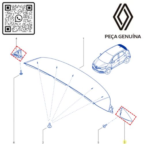 RN 33581R-K 960333581R KIT ESQ-DIR Acabamento Aerofolio  Renault Captur Original 3